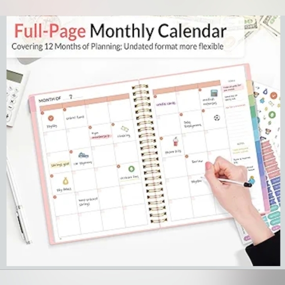 Pink Undated 12 Month Bill Organizer Finance Planner - Picture 4 of 4